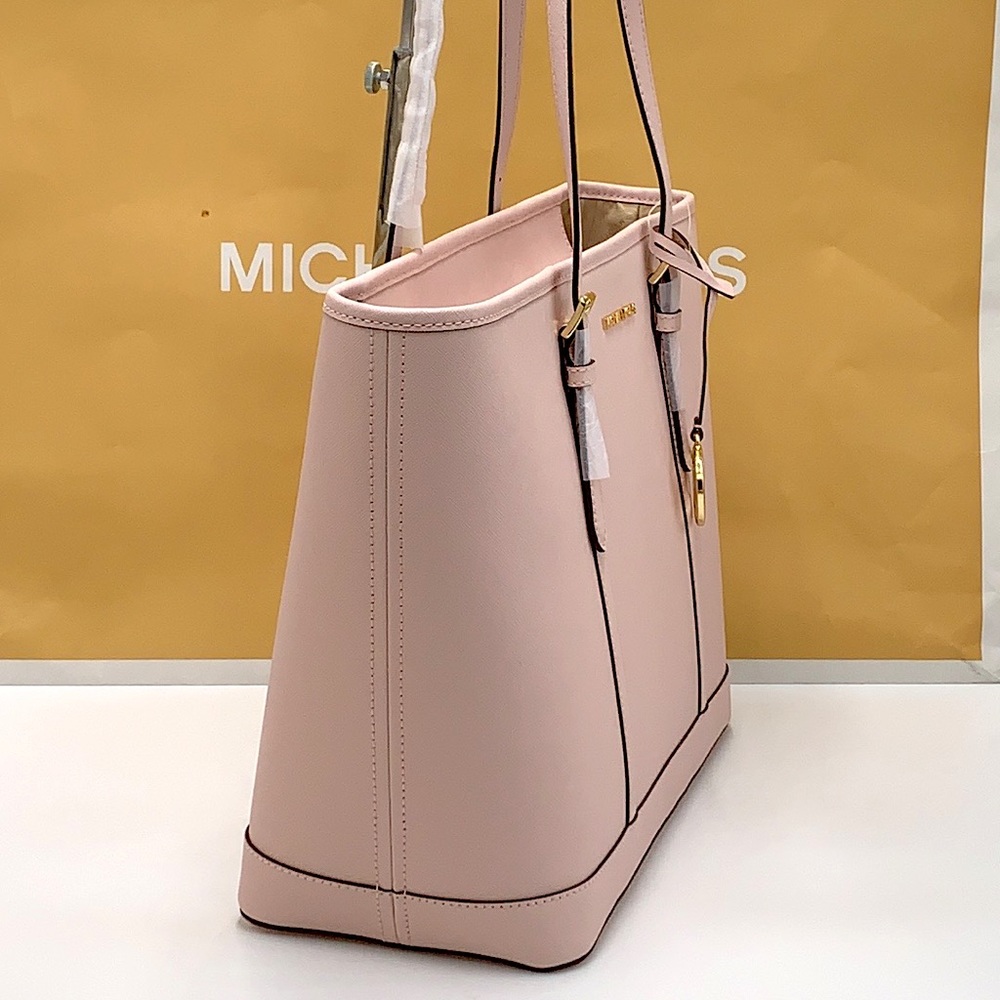 MICHAEL KORS POWDER BLUSH COLOR JET SET TRAVEL LARGE SAFFIANO LEATHER TOTE BAG - Picture 6 of 14